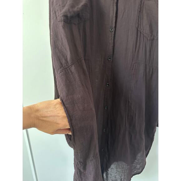 Raquel Allegra Gauze Purple Shirt Dress size 3 - Large - Picture 8 of 10